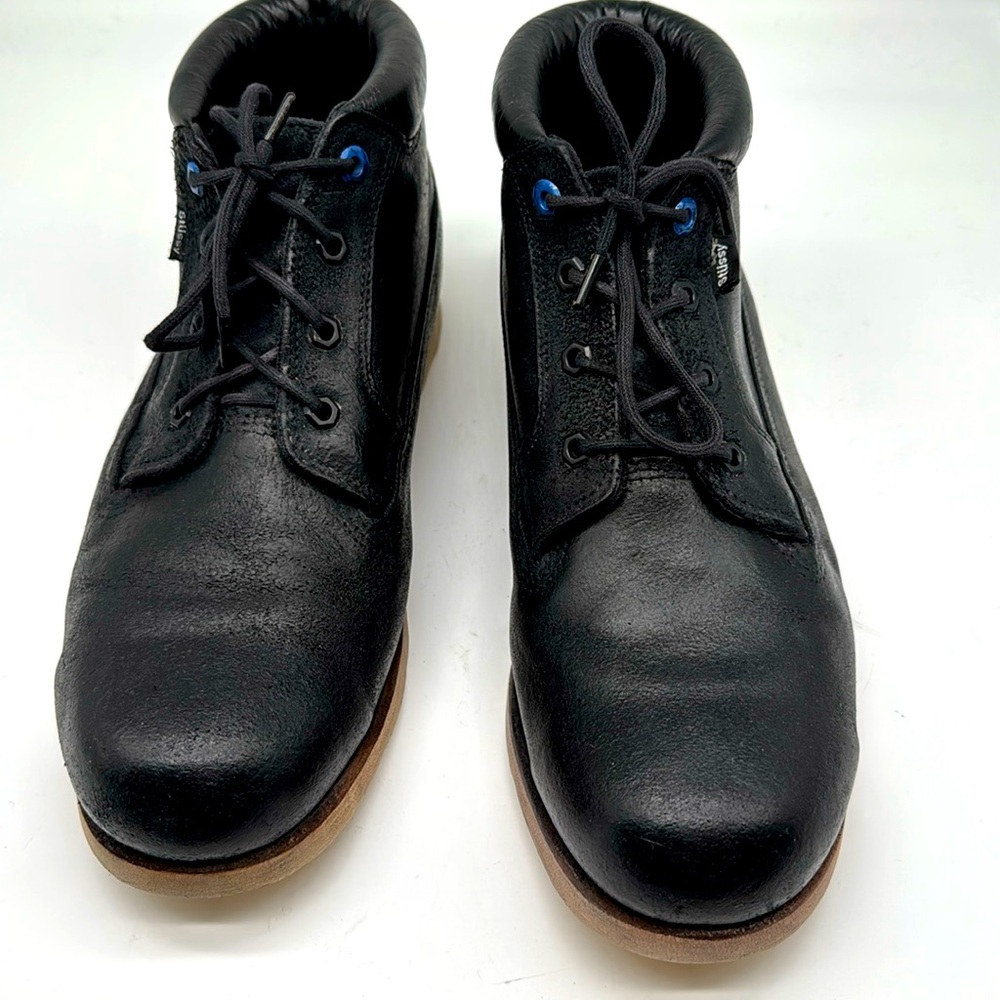 Stussy black leather boots 12